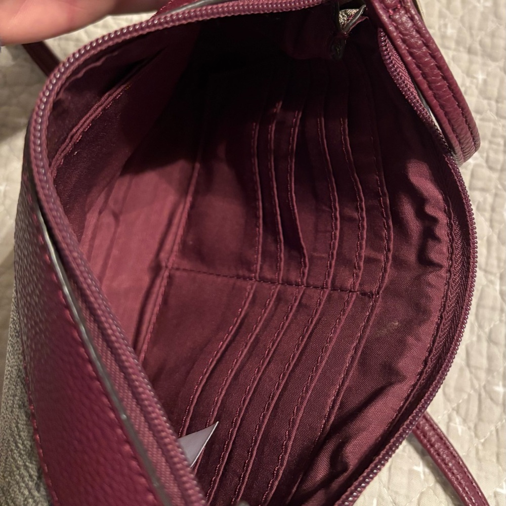 Liz Claiborne Maroon and Beige Crossbody Bag - Picture 3 of 5